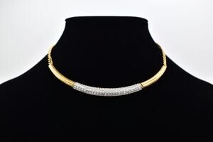 TC TouchStone Crystal Swarovski Collar Necklace Pavé Rhinestone Y2K Signed Bin6B